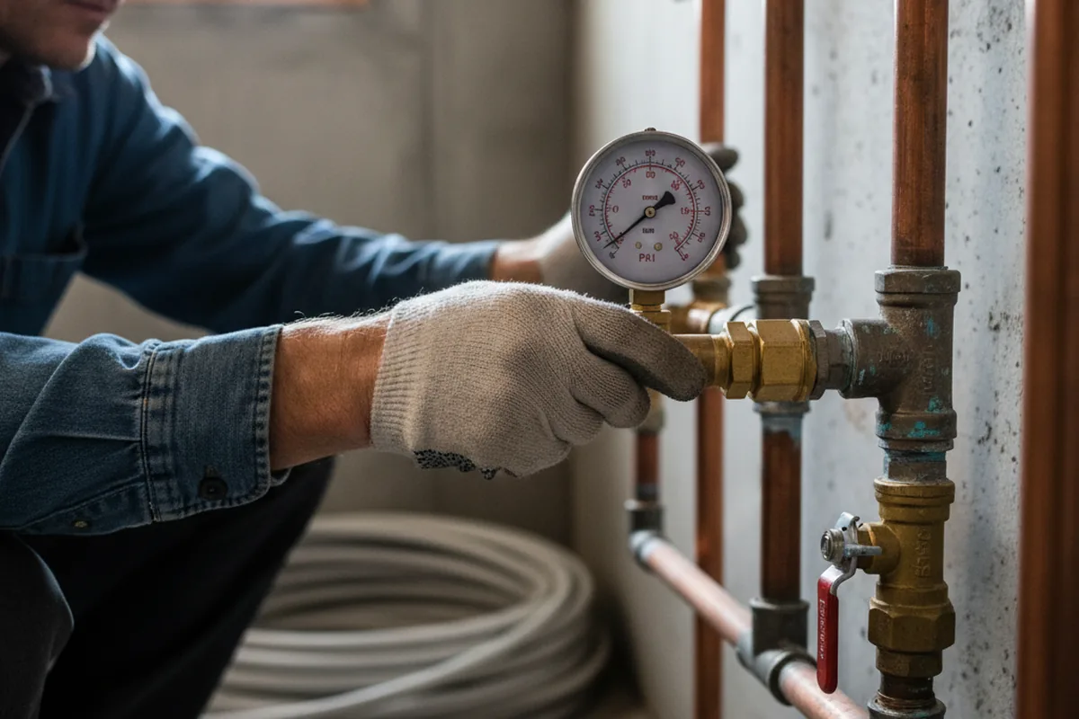 Pressure testing a repaired line during Water Line Repair in Farmerville